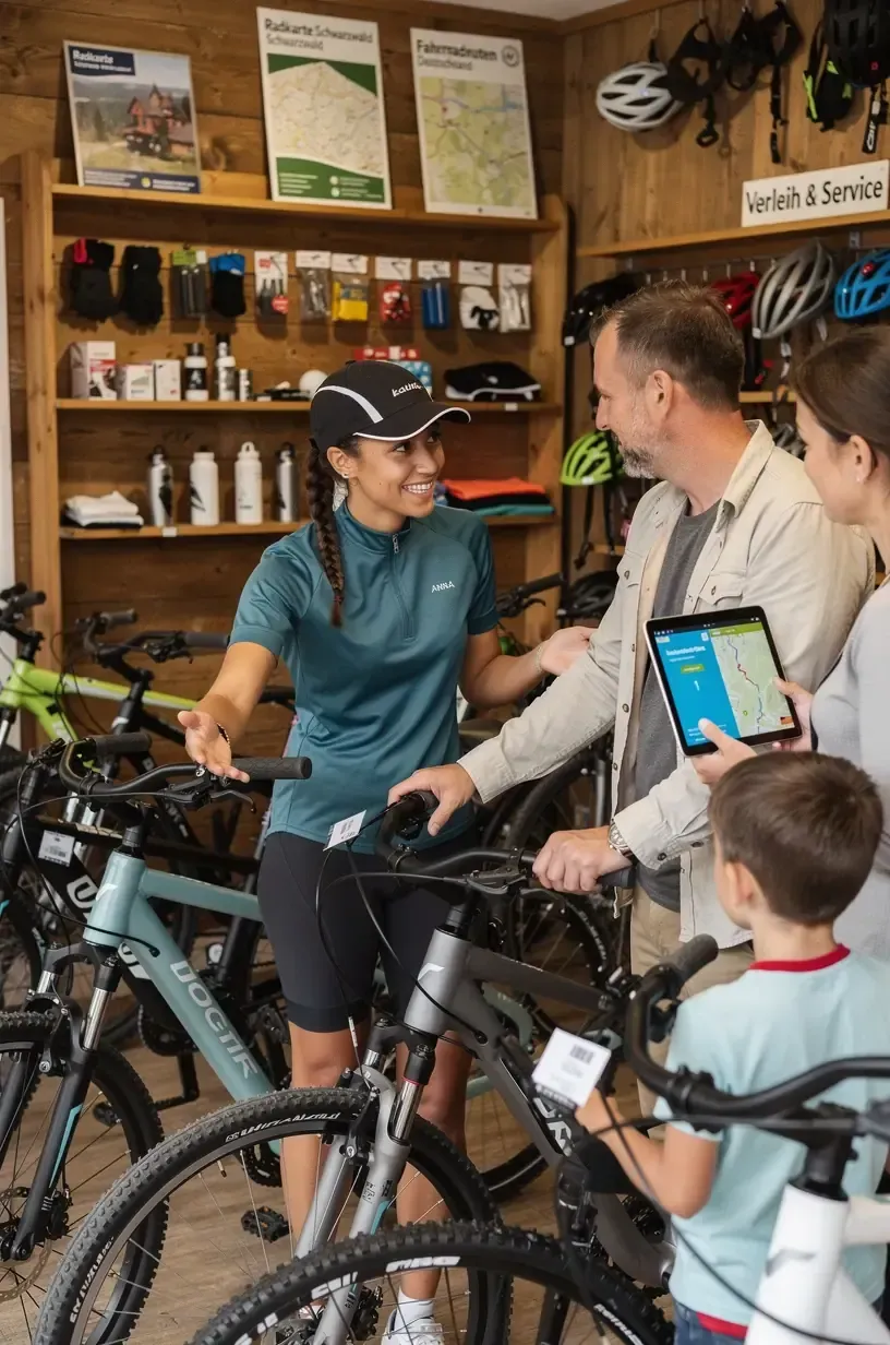 Informationsschild mit Hinweisen zu regionalen Fahrradwegen und nachhaltiger Mobilität in Deutschland.